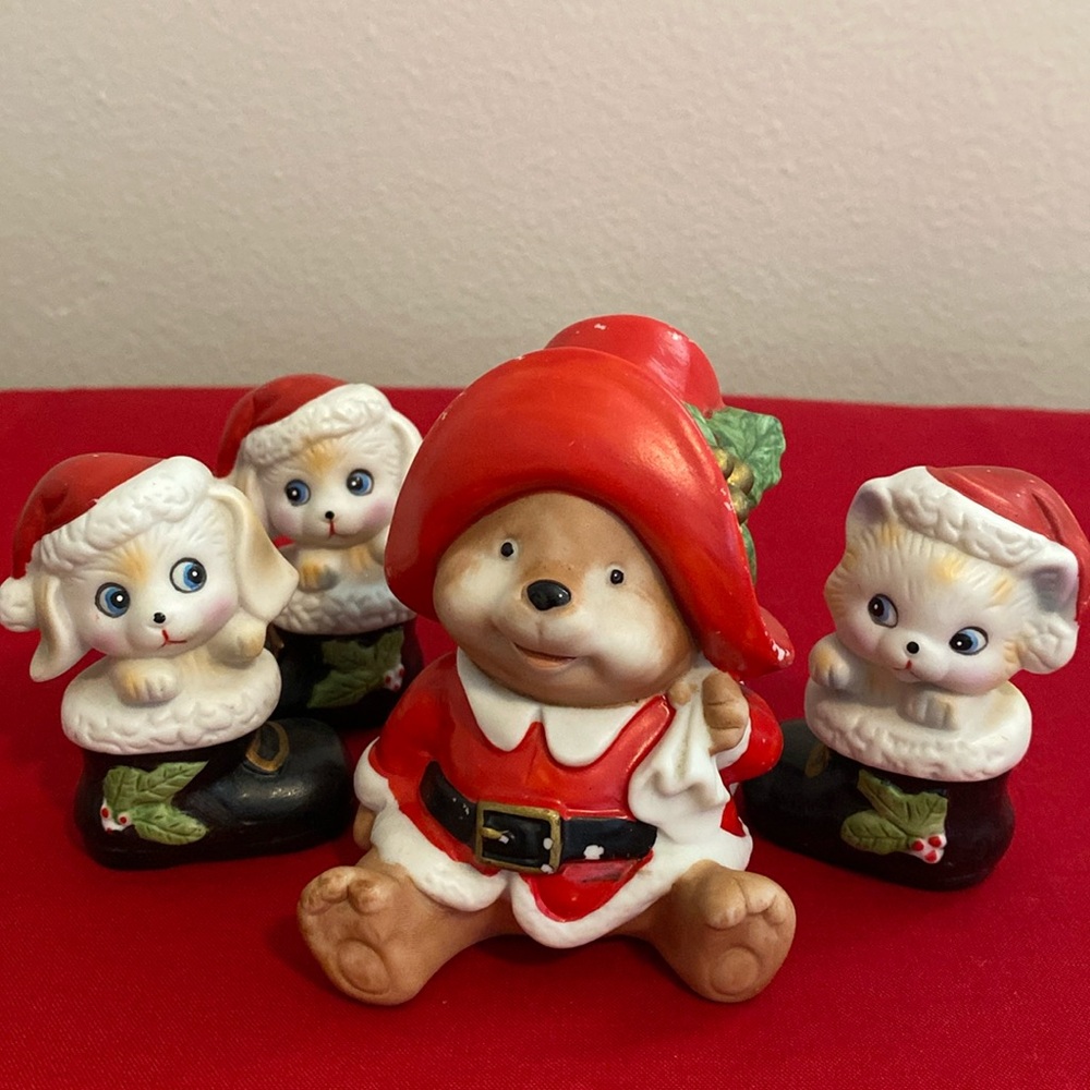 Vintage Homco Collectible Holiday Ceramic Figurines, Set of 4